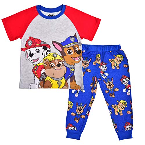 Nickelodeon Paw Patrol Boys’ T-Shirt and Jogger Set for Toddler and Little Kids – Blue/Red/Gray