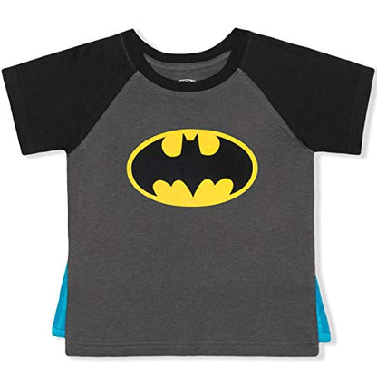 Warner Bros Boy's Raglan Superman Tee with Detachable Superhero Cape Dark Gray