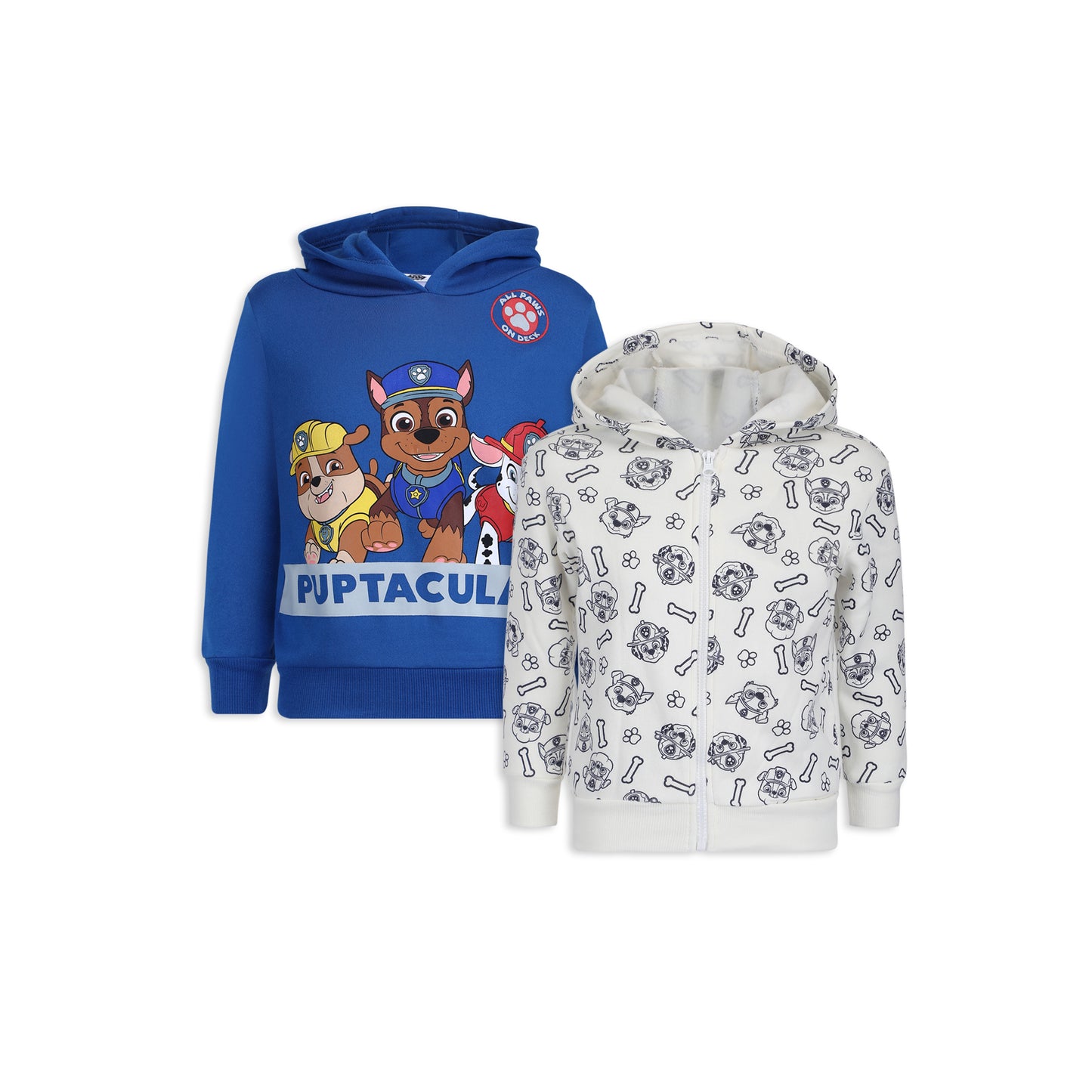 Nickelodeon Paw Patrol Boys' 2 Pack Hooded Sweatshirt for Toddler and Little Kids – Navy/Grey or Navy/White