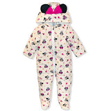 Disney Baby Girls’ Minnie Mouse Hooded Long Sleeve Romper for Infant – Beige