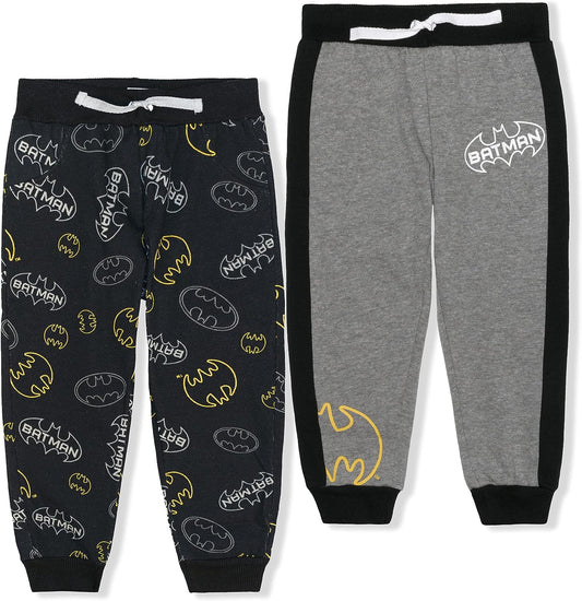 BATMAN Boys? 2 Pack Jogger Pants for Toddler and Little Kids ? Grey/Black