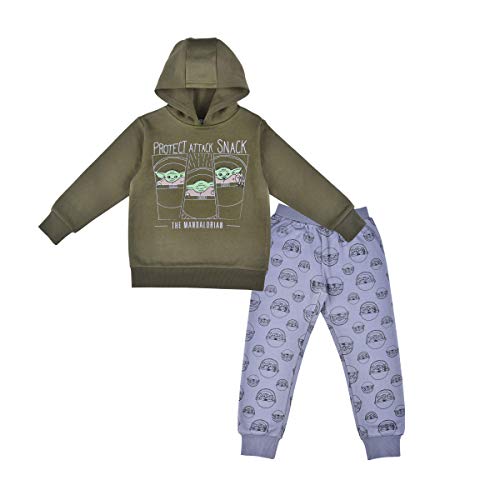 Star Wars Baby Yoda Boys’ Hoodie and Jogger Set for Toddler and Little Kids – Green/Grey