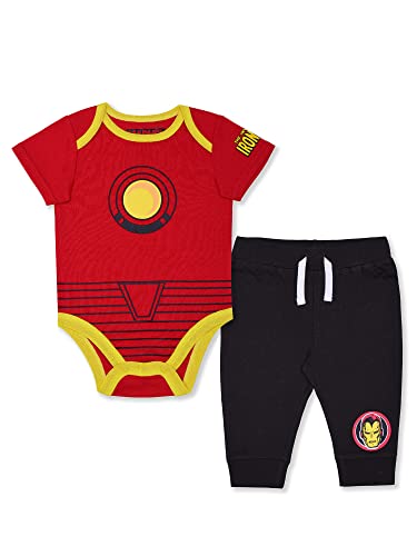 Marvel Avengers Boys’ Bodysuit and Jogger Set for Newborn and Infant –Blue/Navy/Red/Green/Black/Grey