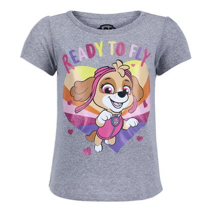 Nickelodeon Paw Patrol Chase, Rubble, Marshall, Skye and Everest Girls’ 3 Pack T-shirts for Toddler– Pink/Gray /White
