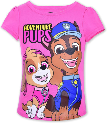 Paw Patrol Nickelodeon Skye and Everest Girls? Short Sleeve Shirt 4 Pack for Toddler and Little Kids ? Blue/Purple/Pink/Red