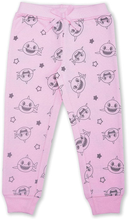 Nickelodeon Baby Shark 2 Pack Jogger Sweatpants for Girl, Toddler - Pink/Grey