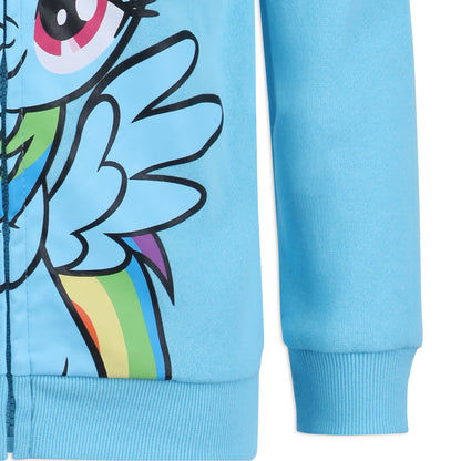 Hasbro My Little Pony Girls Rainbow Dash, Twilight Sparkle and Pinkie Pie Zip Up Hoodie for Toddler and Little Kids