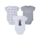 Star Wars Boys’ 3 Pack Bodysuit for Newborn – Grey/White or Blue/Grey