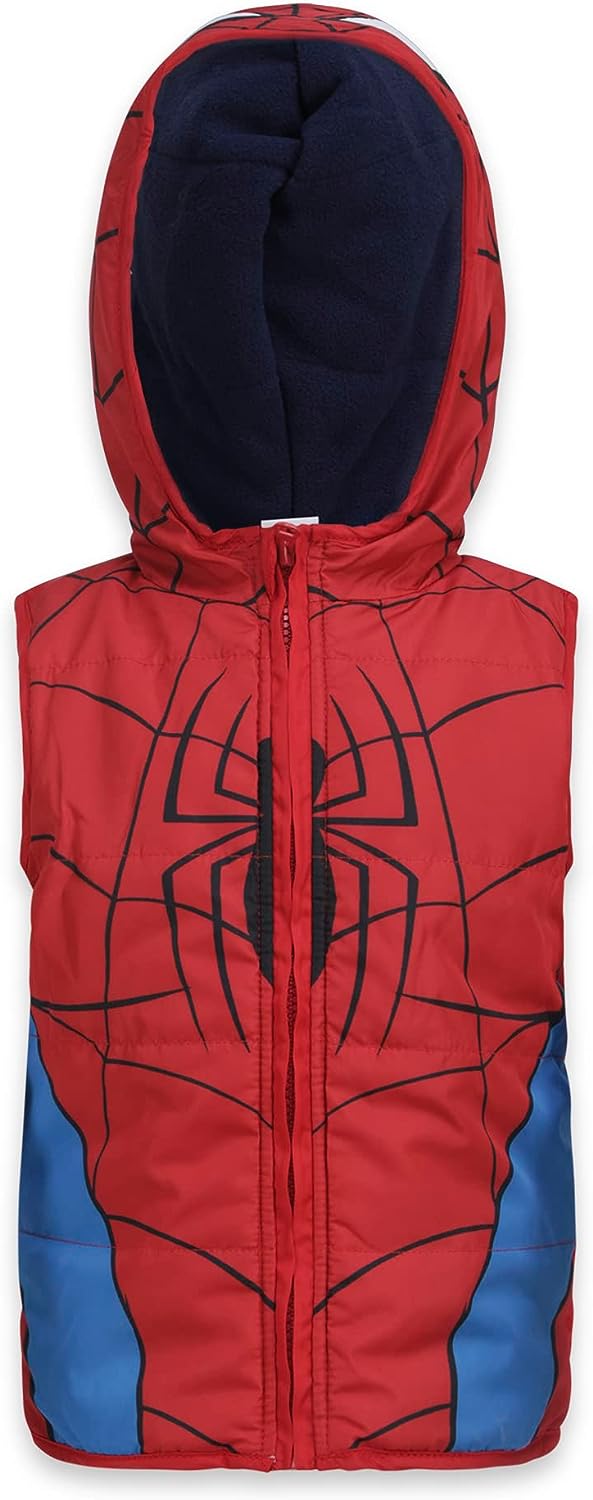 Marvel Spiderman Boys Hooded Vest, Long Sleeve T-Shirt and Jogger Pants Set for Toddler and Little Kids ? Blue/Red/Navy