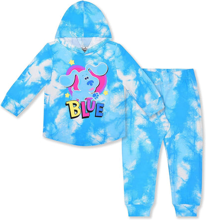 Nickelodeon Blues Clues Girls 2 Piece Tie Dye Hoodie and Jogger Pants Set for Infant and Toddler ? Blue