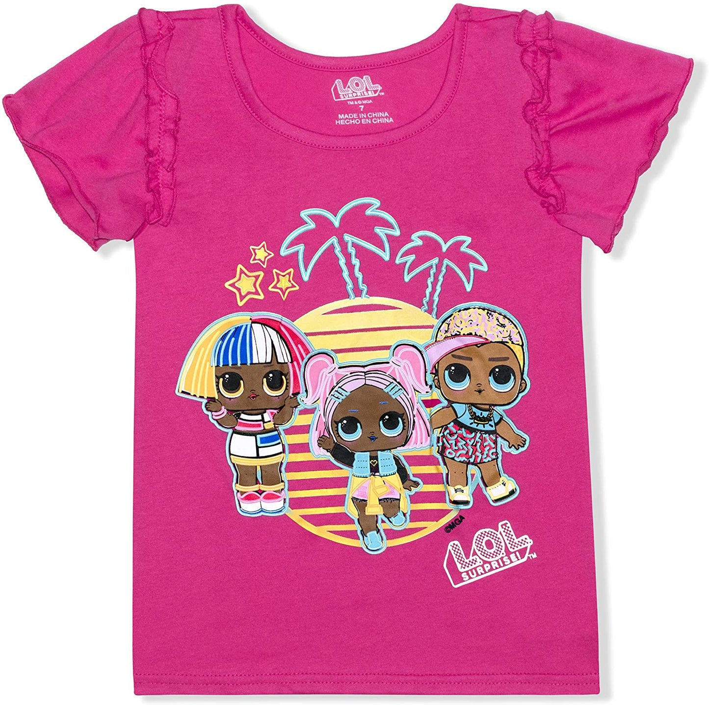 L.O.L. Surprise! Girls’ Short Sleeve T-Shirt and Leggins Set for Little Kids – Pink/Blue/Grey