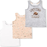 Young Hearts Unicorn Squad Girls? 3 Pack Tank Tops for Toddler and Little Kids ? Pink/White/Grey