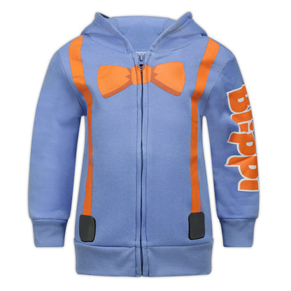 Blippi Boys Zip Up Hoodie for Toddlers and Little Kids – Blue