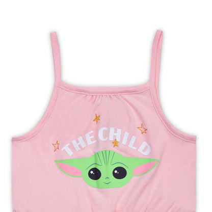 Star Wars The Mandalorian Baby Yoda Girls’ 2 Pack Romper for Toddler – Pink/Blue