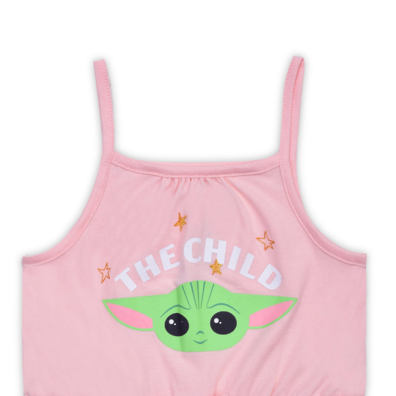 Star Wars The Mandalorian Baby Yoda Girls’ 2 Pack Romper for Toddler – Pink/Blue