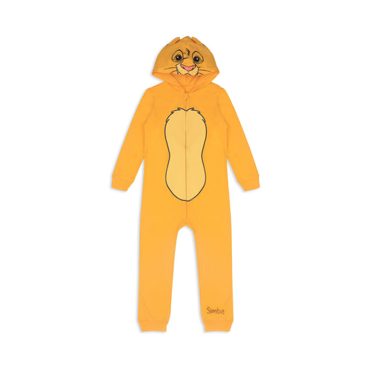 Disney Lion King Simba Boys’ Zip Up Long Sleeve Hooded Romper for Newborn, Infant and Toddler – Yellow