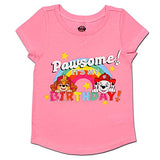 Nickelodeon Paw Patrol Skye and Marshall Girls’ Short Sleeve Birthday Shirt for Toddler – Pink