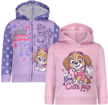 Nickelodeon Paw Patrol Skye 2 Pack Zip Up Hoodie and Pullover Hoodie for Toddlers and Big Kids ? Pink/Purple