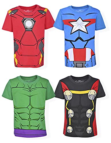 Marvel Avengers Boys’ Iron Man, Captain America, Hulk and Thor 4 Pack T-Shirt for Toddler and Little Kids