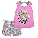 L.O.L Surprise! Girl's 2-Piece "Glitter On" Short Set with Sleeveless Tank Top, Purple