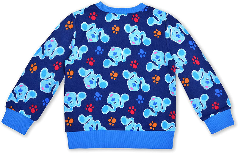 Nickelodeon Boy's Blue's Clues & You 2 Piece Active Wear, All Over Printed Long Sleeve Pullover Shirt and Jogger Pants Set