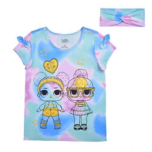 L.O.L. Surprise! Dolls Girls’ T- Shirt and Headband Set for Little and Big Kids – Multicolor