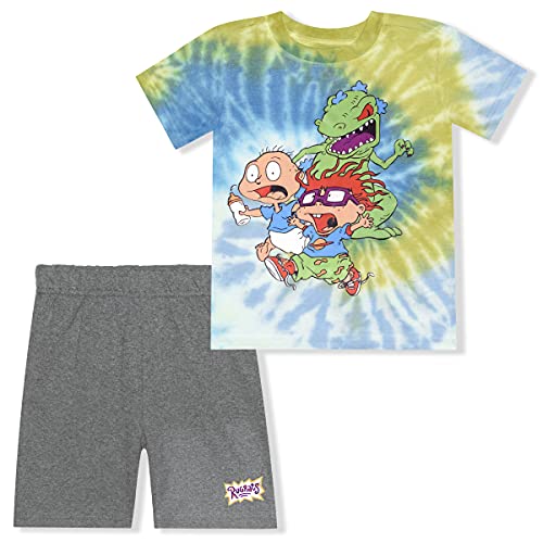 Nickelodeon Rugrats or Baby Shark Boys’ T-Shirt and Shorts Set for Toddler and Little Kids – Tie Dye/Grey