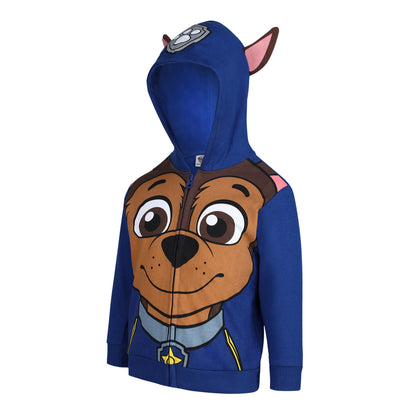 Nickelodeon Paw Patrol Marshall, Rubble or Chase Boys' Zip Up Hoodie for Toddler and Little Kids – Red/Yellow/Blue