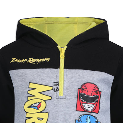 Power Rangers Boys’ Half Zip Up Hoodie for Little Kids - Black