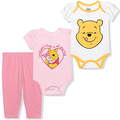 Disney Winnie the Pooh Baby Girls Bodysuits and Legging Set for Newborn and Infant – Pink/White