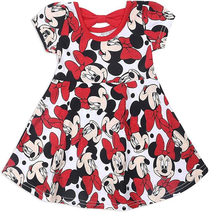 Disney Minnie Mouse Girls’ 2 Pack Dresses with a Bow for Newborn and Infant –  Red