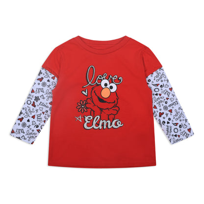 Sesame Street Elmo Girls’ Long Sleeve Shirt for Infant and Toddler – Red