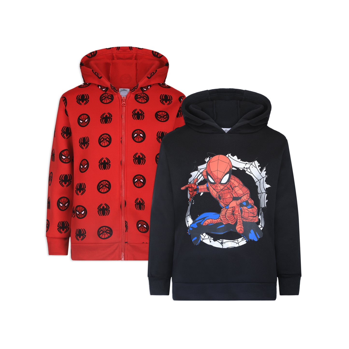 Marvel Spiderman Boys’ 2 Pack Hoodie for Toddler and Little Kids – Red/Black