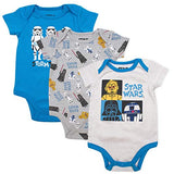 Star Wars Boys’ 3 Pack Bodysuit for Newborn – Grey/White or Blue/Grey