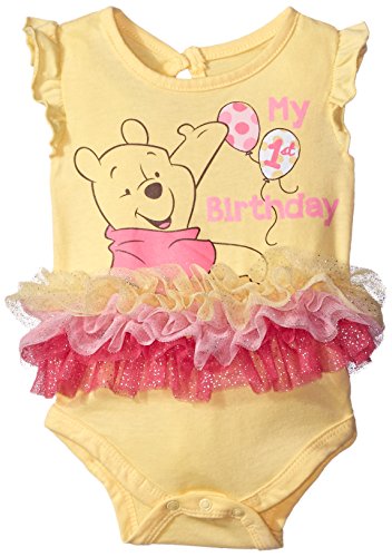 Disney Winnie the Pooh Girls’ Birthday Bodysuit for Newborn and Infant – Yellow