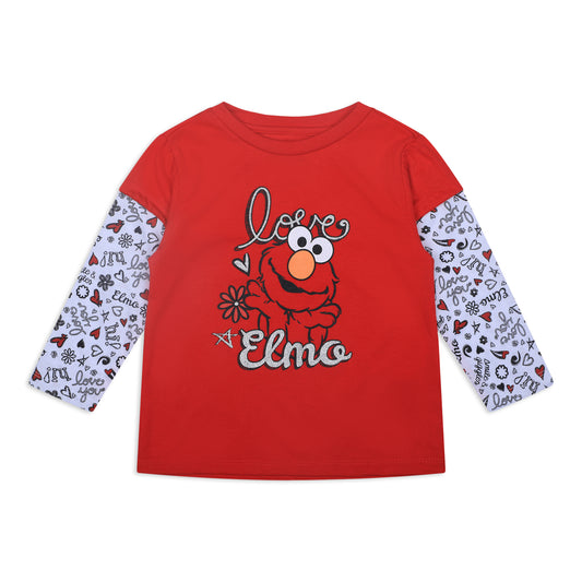 Sesame Street Elmo Girls’ Long Sleeve Shirt for Infant and Toddler – Red