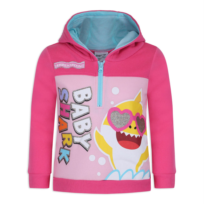 Nickelodeon Baby Shark Girls Half Zip Up Hoodie for Toddler and Little Kids - Pink