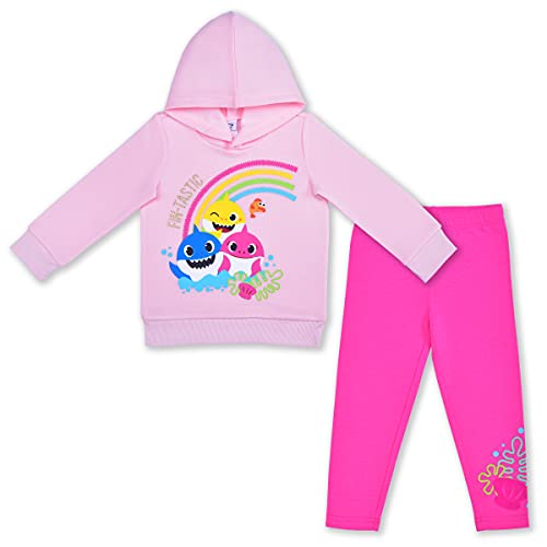 Nickelodeon Baby Shark Girls’ Hoodie and Legging Set for Infant and Toddler – Pink/Blue/Grey