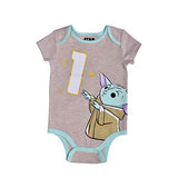 Star Wars Baby Yoda Girls’ Birthday Short Sleeve Bodysuit for Infant – Grey