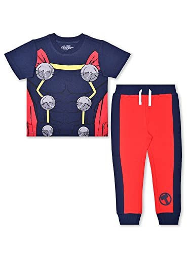 Marvel Avengers Boys’ Captain America, Thor, Hulk or Iron Man T-Shirt and Jogger Set for Toddler and Little Kids