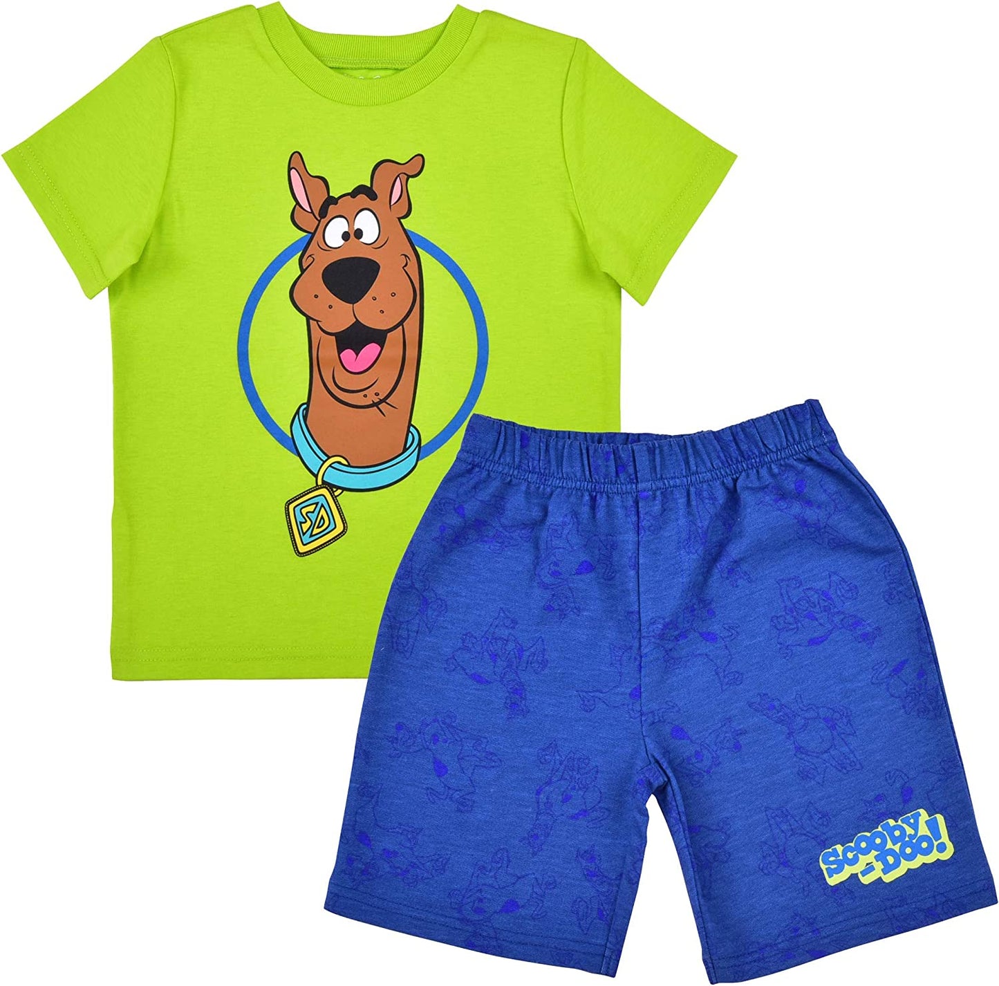 Warner Bros Scooby Doo Boy's 2-Piece Character Shirt and Short Set, Green