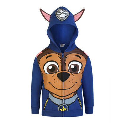 Nickelodeon Paw Patrol Marshall, Rubble or Chase Boys' Zip Up Hoodie for Toddler and Little Kids – Red/Yellow/Blue