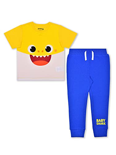 Baby Shark Nickelodeon 2 Piece T-Shirt and Jogger Sweatpants For Boy Infant, Toddler and Little Kids - Blue/Yellow