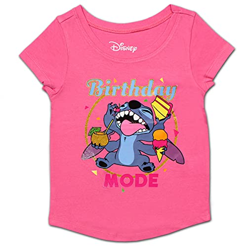 Disney Lilo & Stitch Girls’ Birthday T-Shirt for Little and Big Kids – Pink