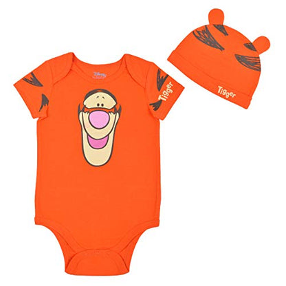 Disney Winnie The Pooh and Tigger Boys’ Costume Bodysuit and Cap for Newborn and Infant – Yellow or Orange