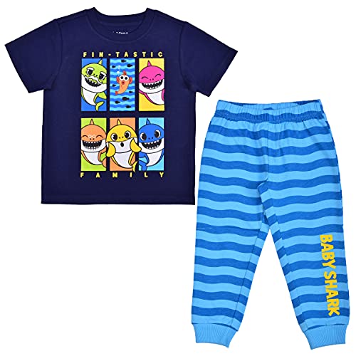 Nickelodeon Baby Shark Boys’ T-Shirt and Jogger Set for Toddler – Blue/Navy/Gray