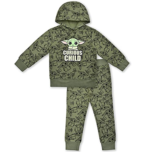 Star Wars The Mandalorian Baby Yoda Boys’ Hooded Sweatshirt and Jogger Set for Infant, Toddler and Little Kids – Green