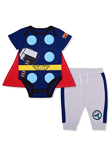 Marvel Avengers Boys’ Bodysuit and Jogger Set for Newborn and Infant –Blue/Navy/Red/Green/Black/Grey