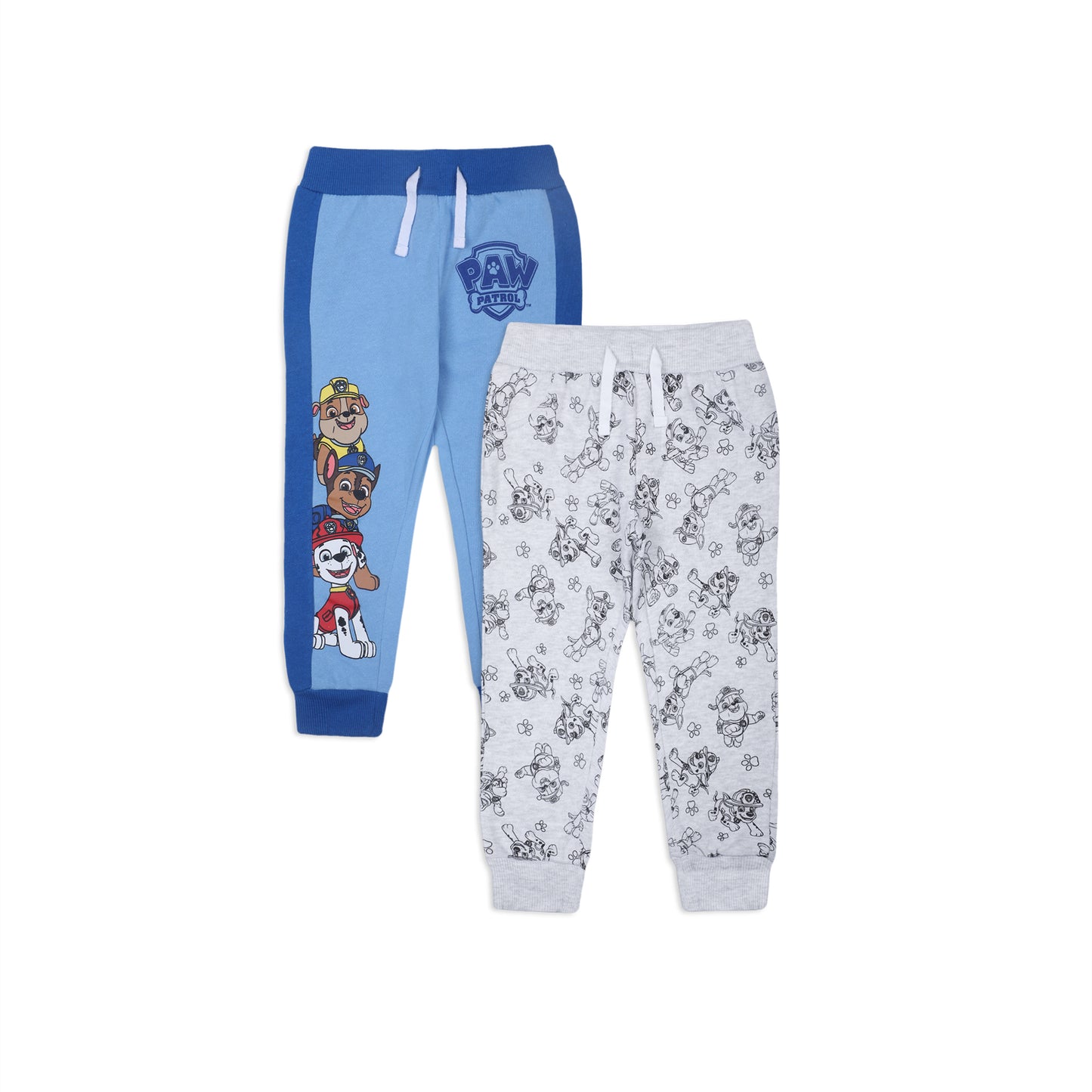 Nickelodeon Paw Patrol Marshall, Rubble and Chase Boys' Jogger Pants 2 Pack for Toddler and Little Kids – Blue/Grey