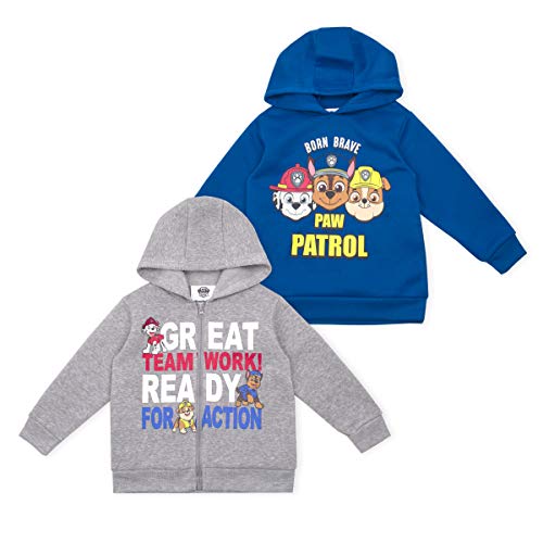 Nickelodeon Paw Patrol Boys' 2 Pack Hooded Sweatshirt for Toddler and Little Kids – Navy/Grey or Navy/White